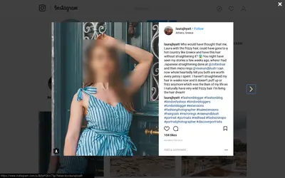 Laura J Hyatt’s Instagram post about her Japanese straightening with Zoltan (photo blurred)