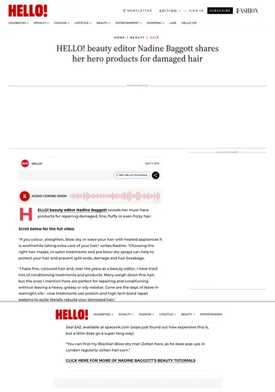HELLO! Online 2016 – hair repair feature